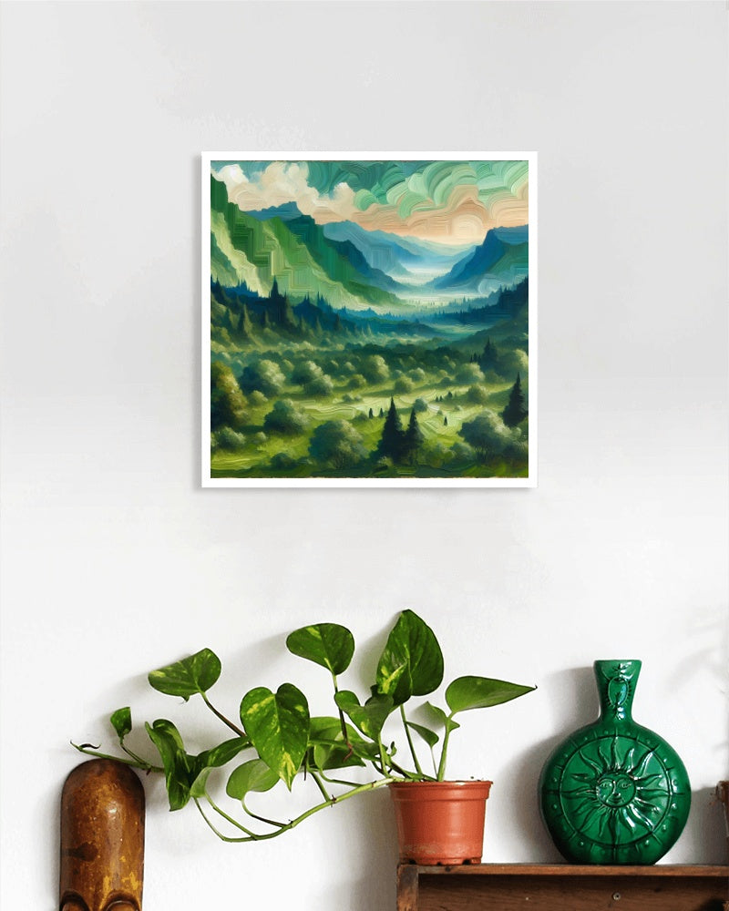 Verdantia Serenitatis: Exquisite Green Marble Landscape Oilpainting