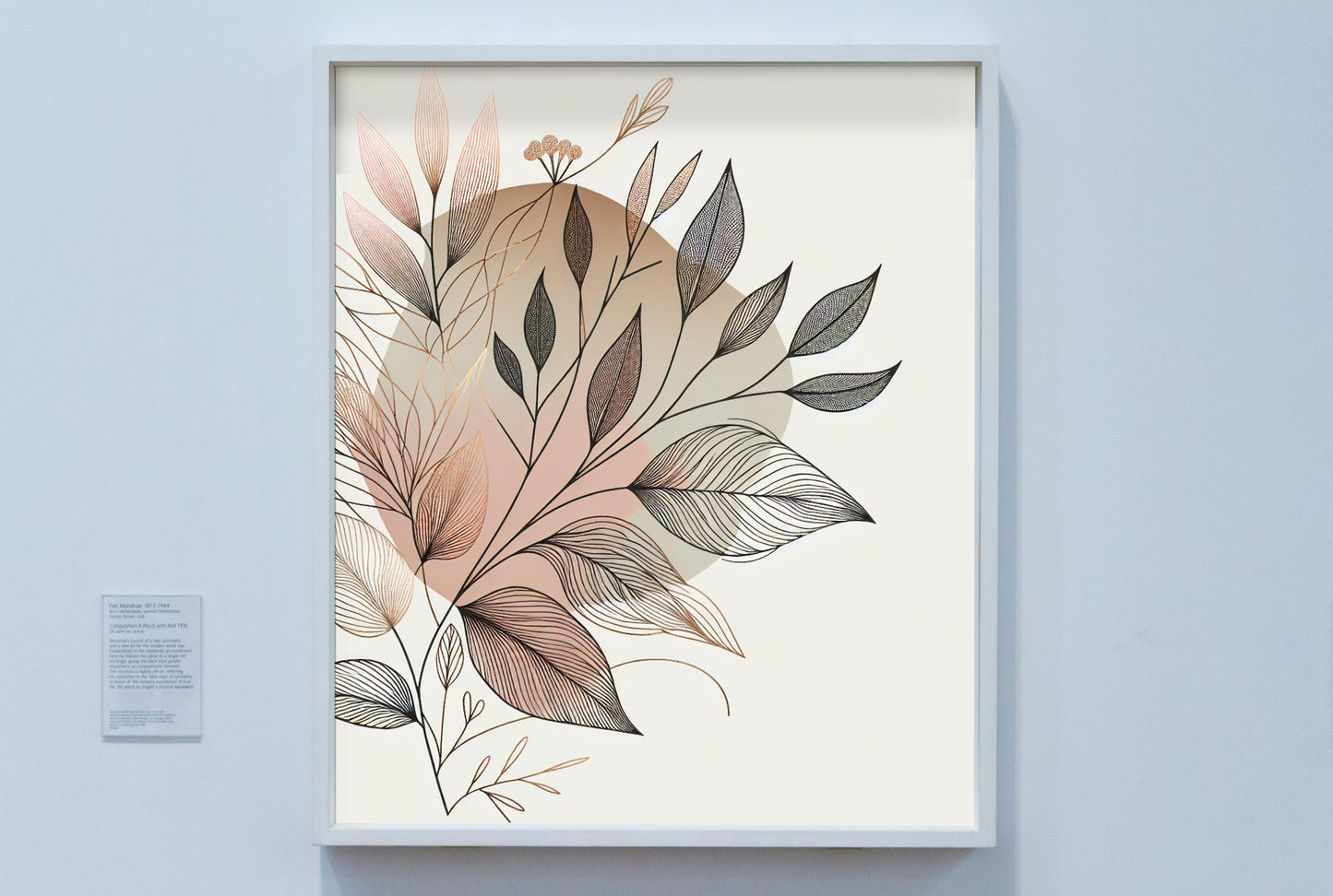 Floralis Subtilis Elegans: Modern Pink and Gold Botanical Line Art