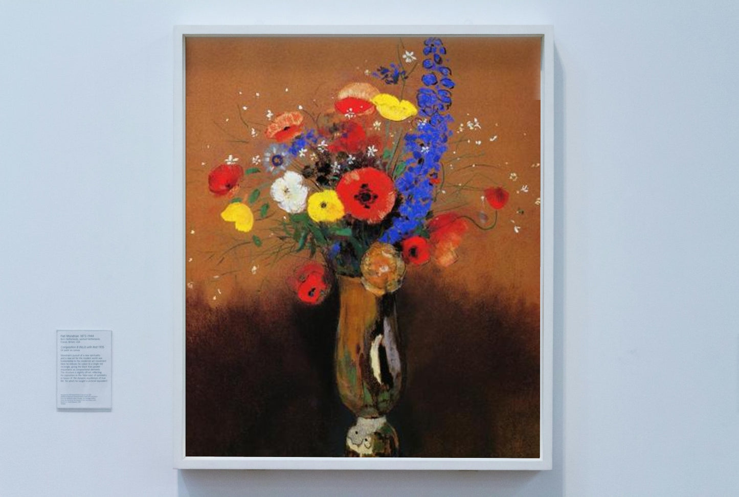 Wild flowers in a Long-necked Vase by Odilon Redon Realism Art dated 1912