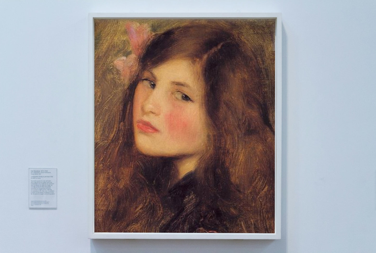 Young woman with pink bow by Joan Brull Art Nouveau (Modern) Art dated 1895