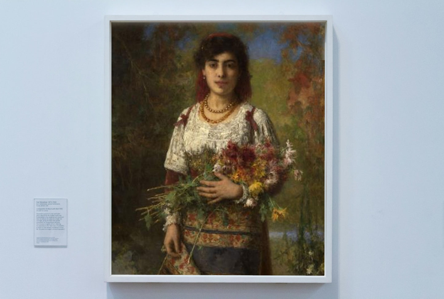 Woman in ciociaro costume with flowers by Alexei Harlamoff Realism Art dated 1907