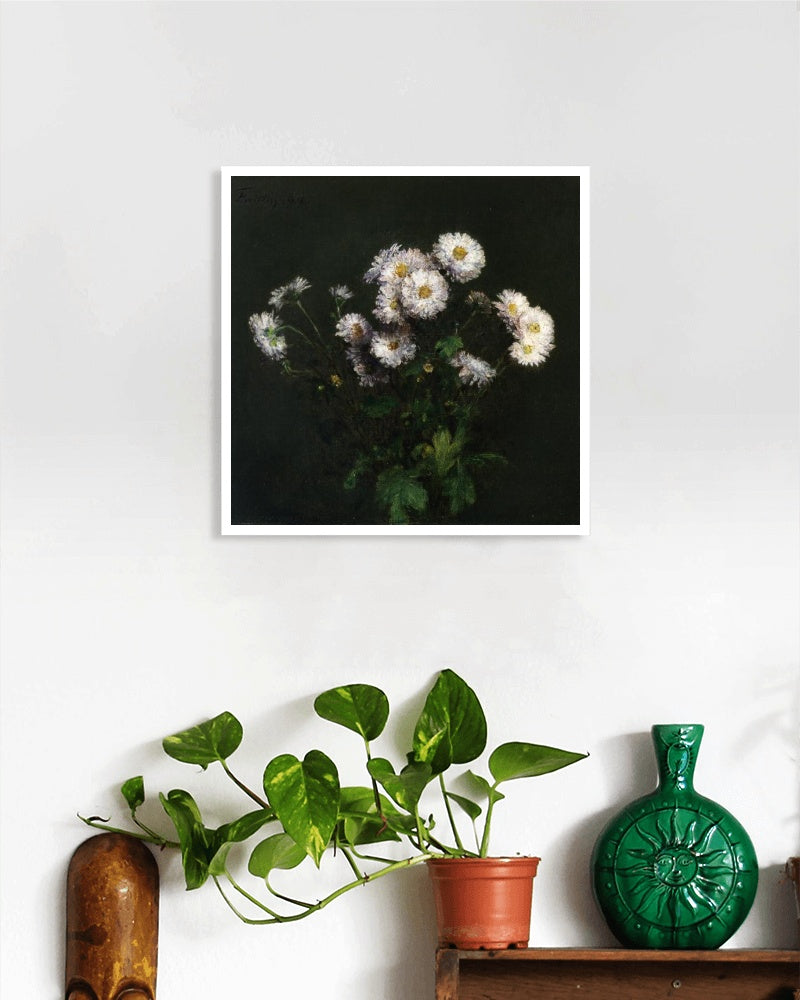 Bouquet of White Chrysanthemums by Henri Fantin-Latour Realism Art dated 1869