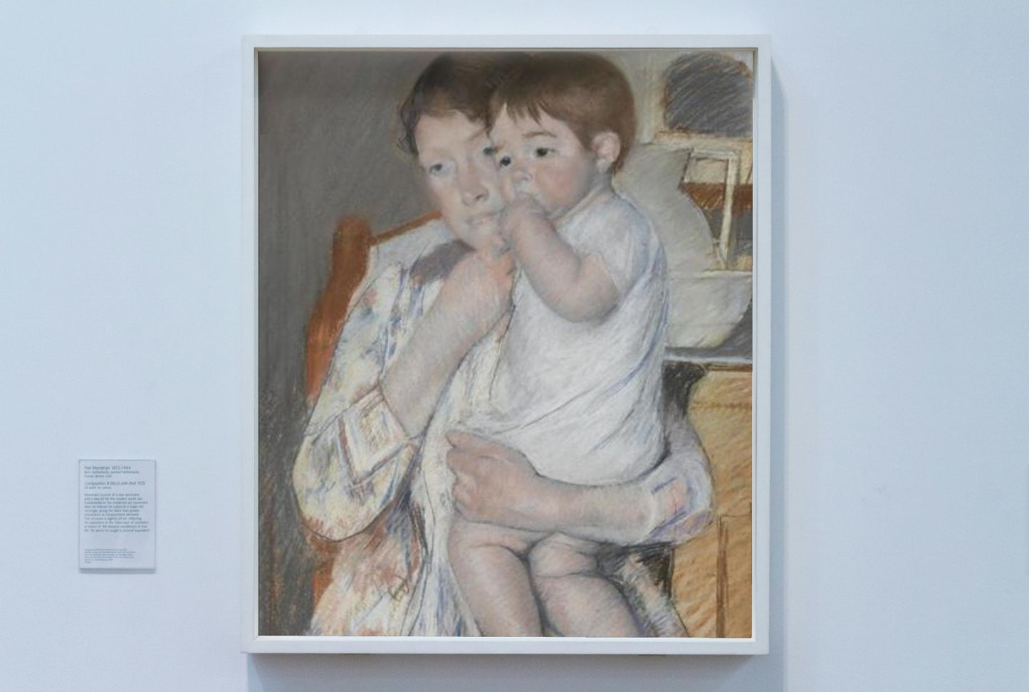 Woman&#160;and&#160;child&#160;in front of&#160;a&#160;shelf&#160;which&#160;are&#160;placed&#160;a jug&#160;and basin by Mary Cassatt Impressionism Art dated 1889