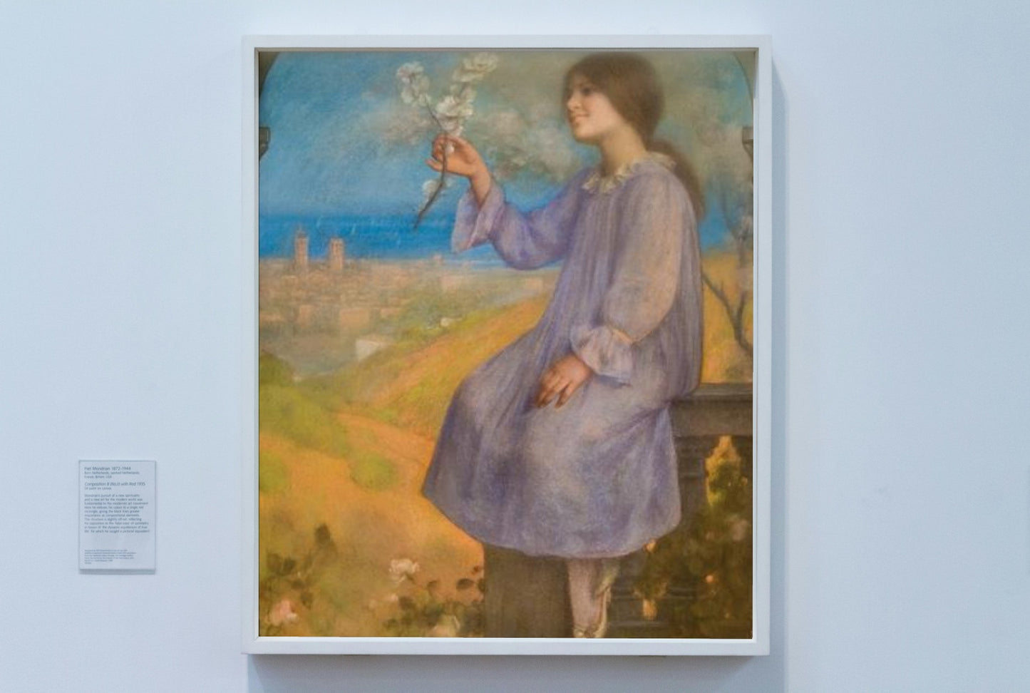 Girl Sitting With Landscape In The Background by Joan Brull Art Nouveau (Modern) Art