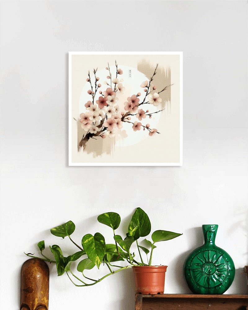 Elysian Nirantara Sakura: Modern Japanese Watercolor Art