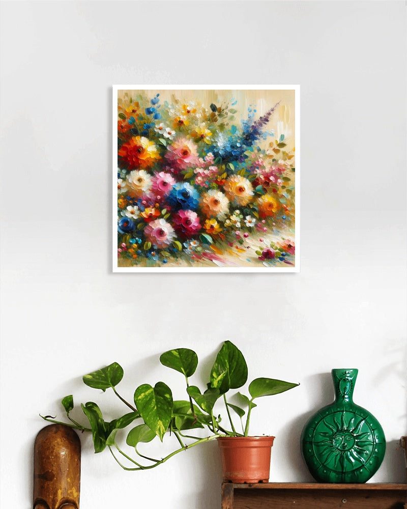 Vividus Floralia Oilpainting: Luminous Spectrum Blossoms