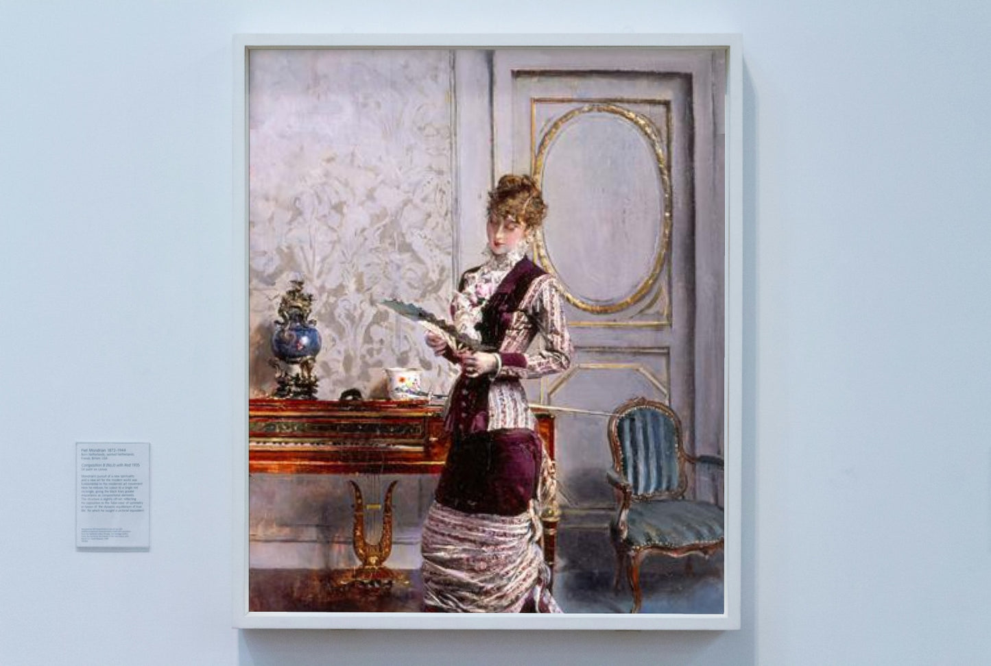 A Lady Admiiring a Fan by Giovanni Boldini Realism Art dated 1878