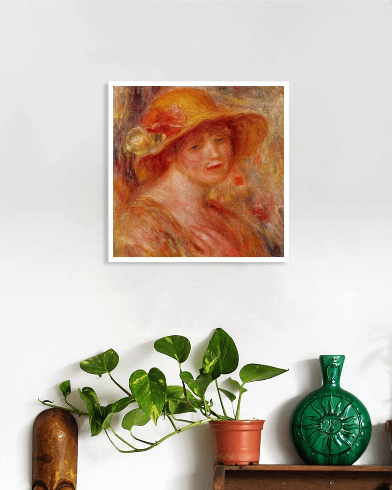 Woman in a Straw Hat by Pierre-Auguste Renoir Impressionism Art dated 1918