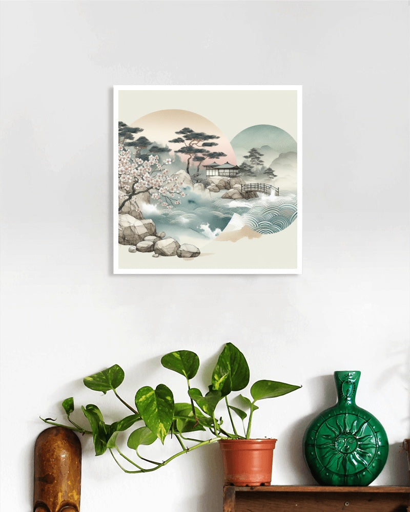 Serenum Natura Japanese Art: A Modern Watercolor of Sandstone Textures