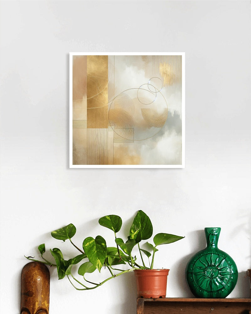 Aureus Pristinus Abstracto - Golden Serene Minimalist Art