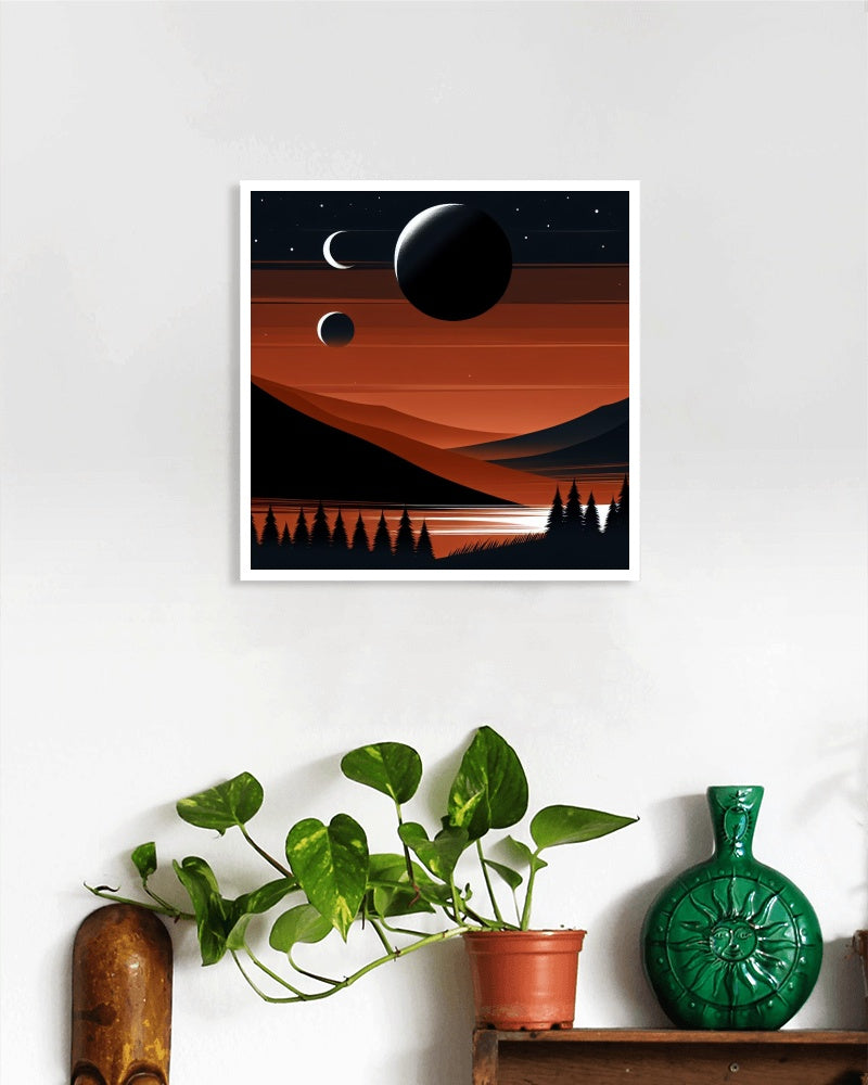 PraeclarusAbyss Deep Orange Nocturne Landscape Art