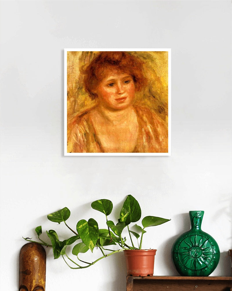 Woman`s Head by Pierre-Auguste Renoir Impressionism Art dated 1919