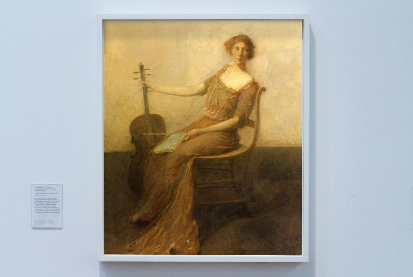 Young Woman with Violincello by Thomas Dewing Tonalism Art dated 1912