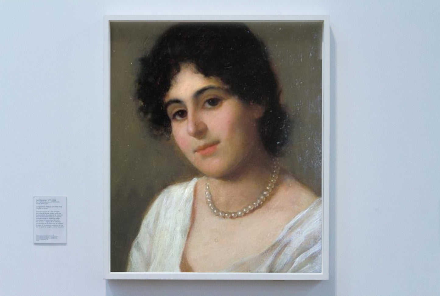 Young woman with pearl necklace by Vittorio Tessari Naturalism Art dated 1891