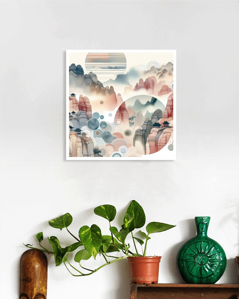 Serenus Natura Japanese Art: Watercolor Fusion with Modern Sandstone Essence