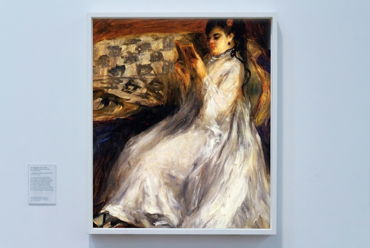 Young Woman in White Reading by Pierre-Auguste Renoir Impressionism Art dated 1873