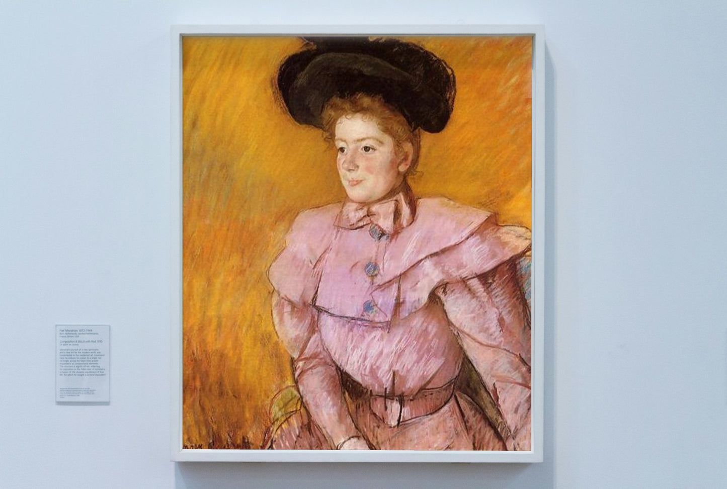 Woman in a Black Hat and a Raspberry Pink Costume by Mary Cassatt Impressionism Art dated 1900