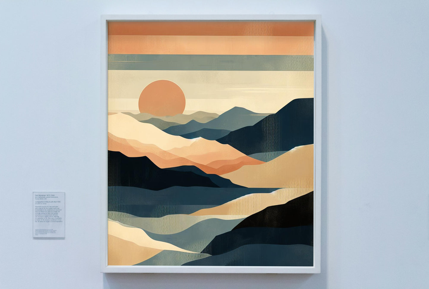 Seraphic Aranya Landscape Oilpainting: Modern Beige, Navy & Orange Hues