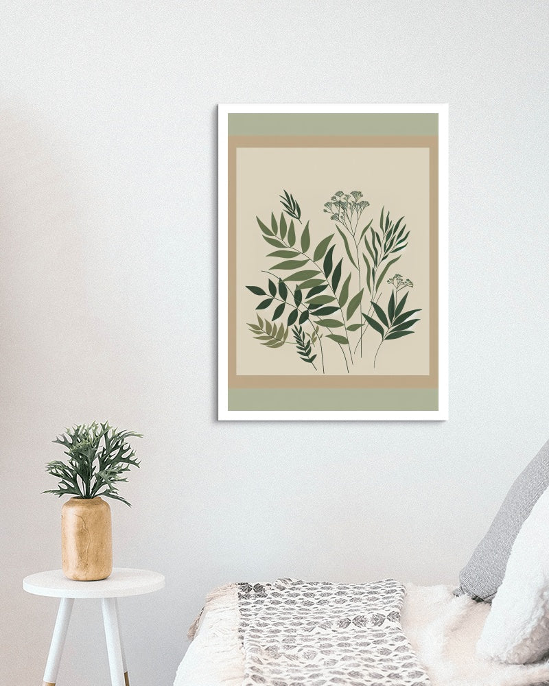 Serene Greens Botanical Art: Minimalistic and Modern Flora