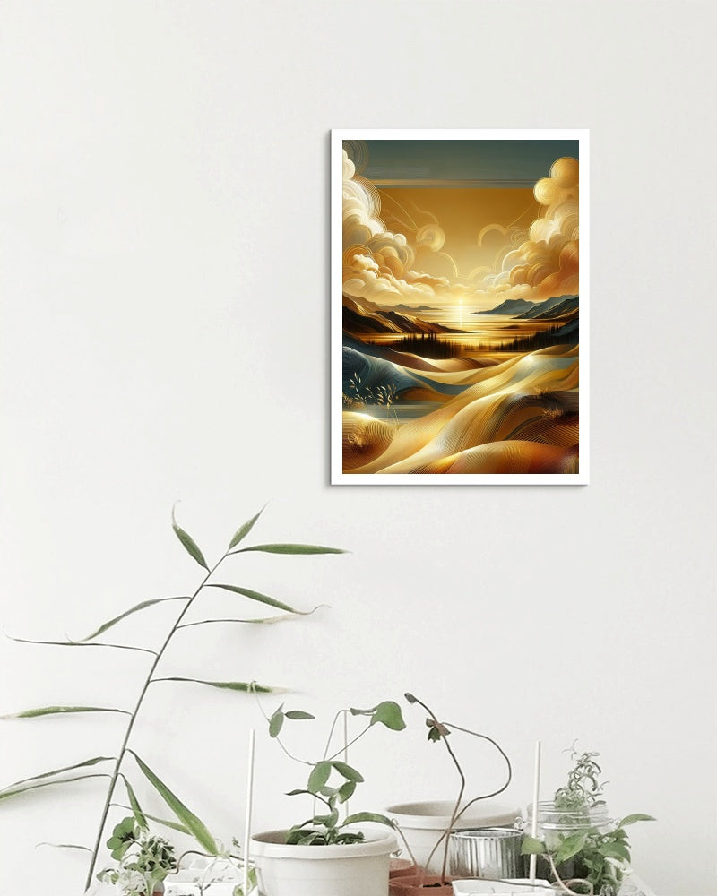 Aureum Vistarama: Luminous Serene Landscape Oilpainting Art