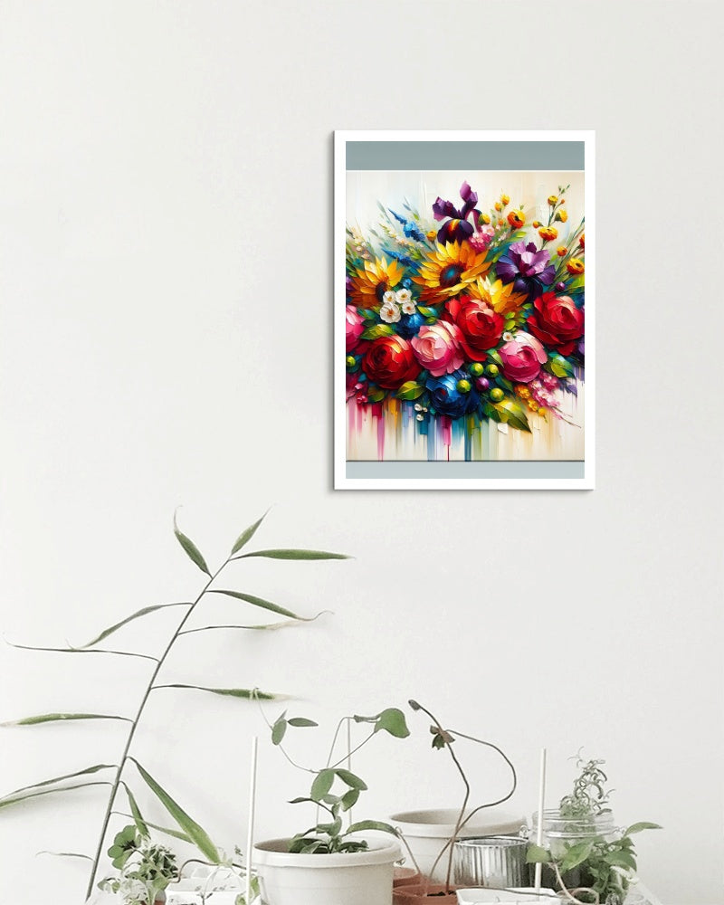 Vibrant Amara Blossomus: Modern Floral Oil Painting