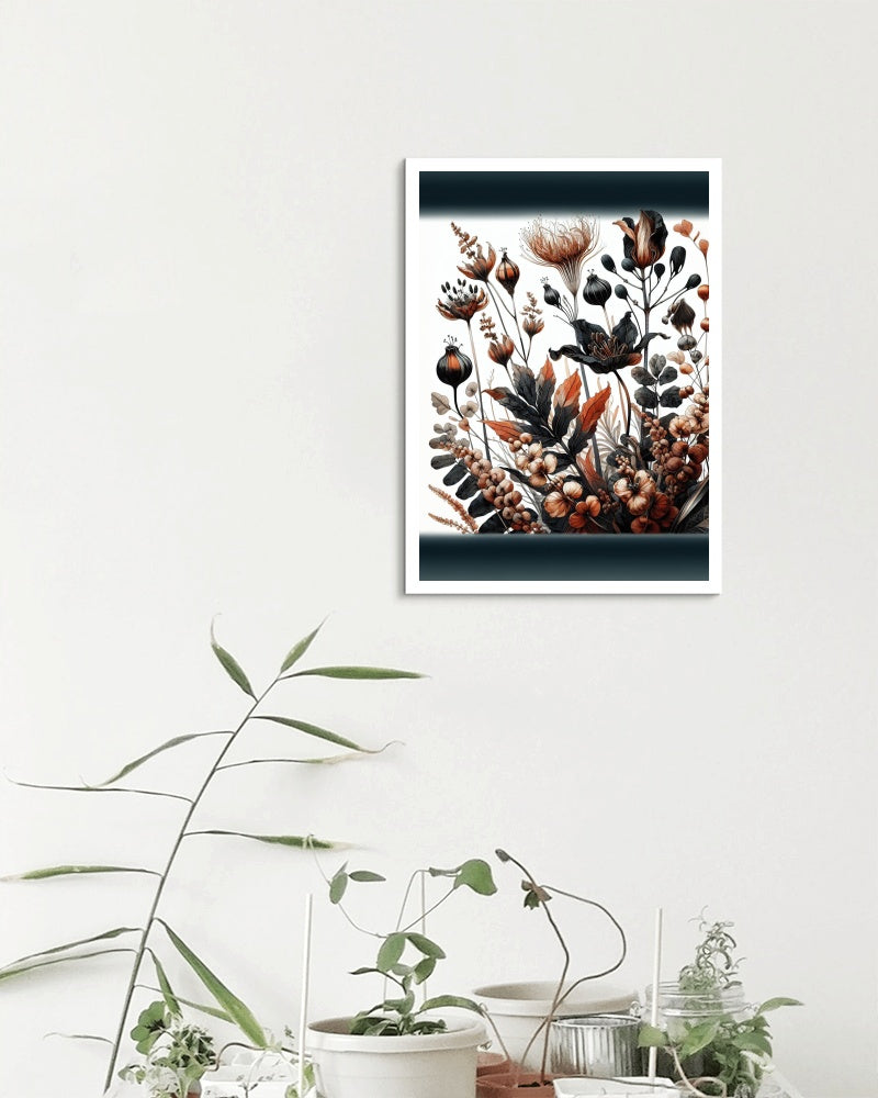 Vividus Flora Noir: Modern Botanical Watercolor Art