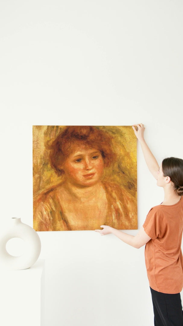 Woman`s Head by Pierre-Auguste Renoir Impressionism Art dated 1919