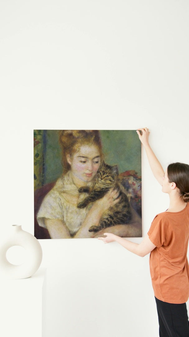 Woman with a Cat by Pierre-Auguste Renoir Impressionism Art dated 1875