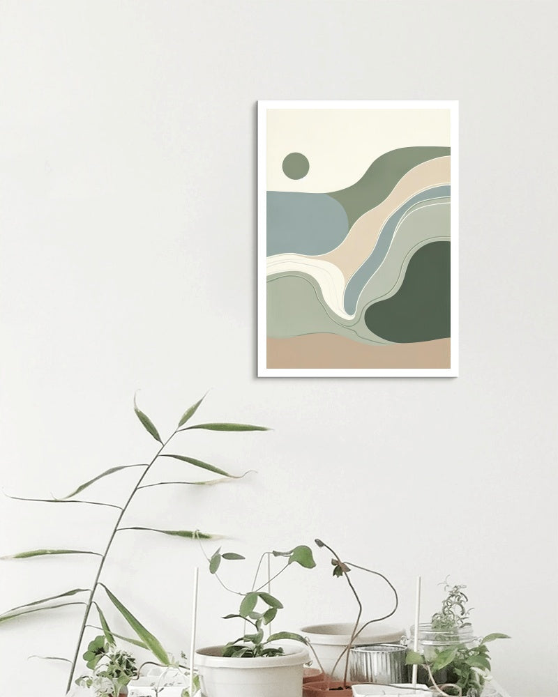 Aetheris Serenus Abstractus: Sublime Sage and Off-White Artwork