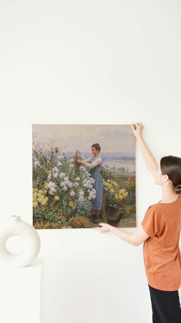 Chrysanthemums by Daniel Ridgway Knight Realism Art dated 1898