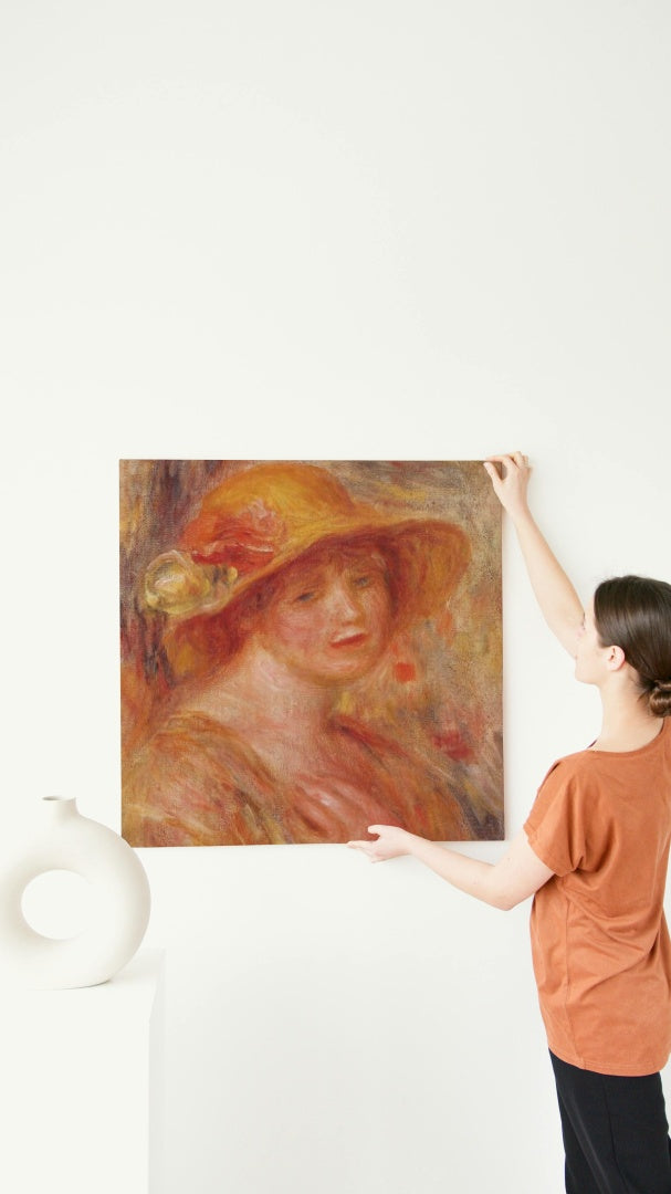 Woman in a Straw Hat by Pierre-Auguste Renoir Impressionism Art dated 1918