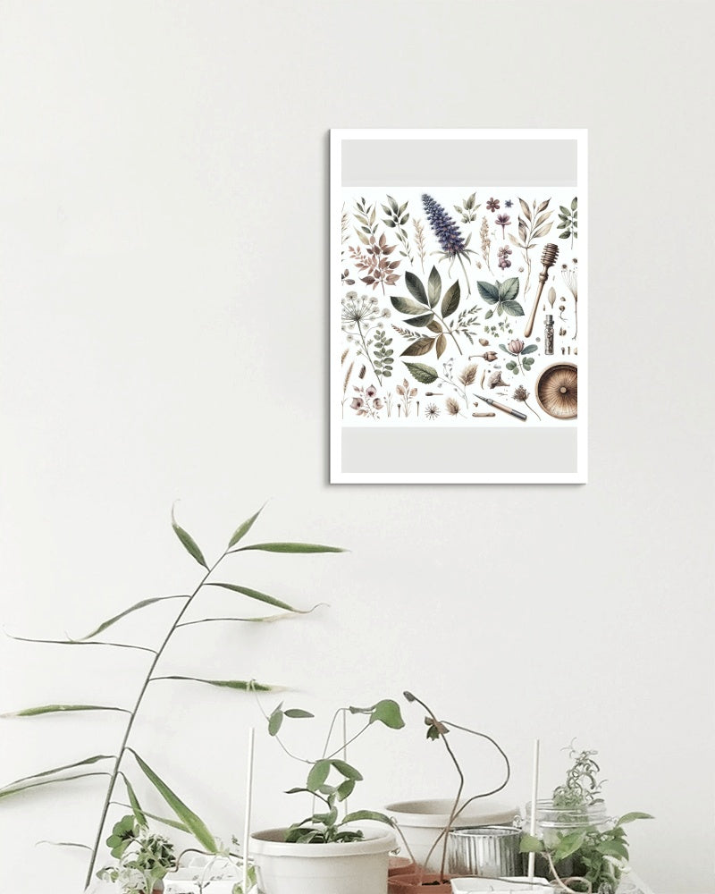 Verdantia Serenus Botanical Art: Modern Watercolor Illustration of Organic Flora