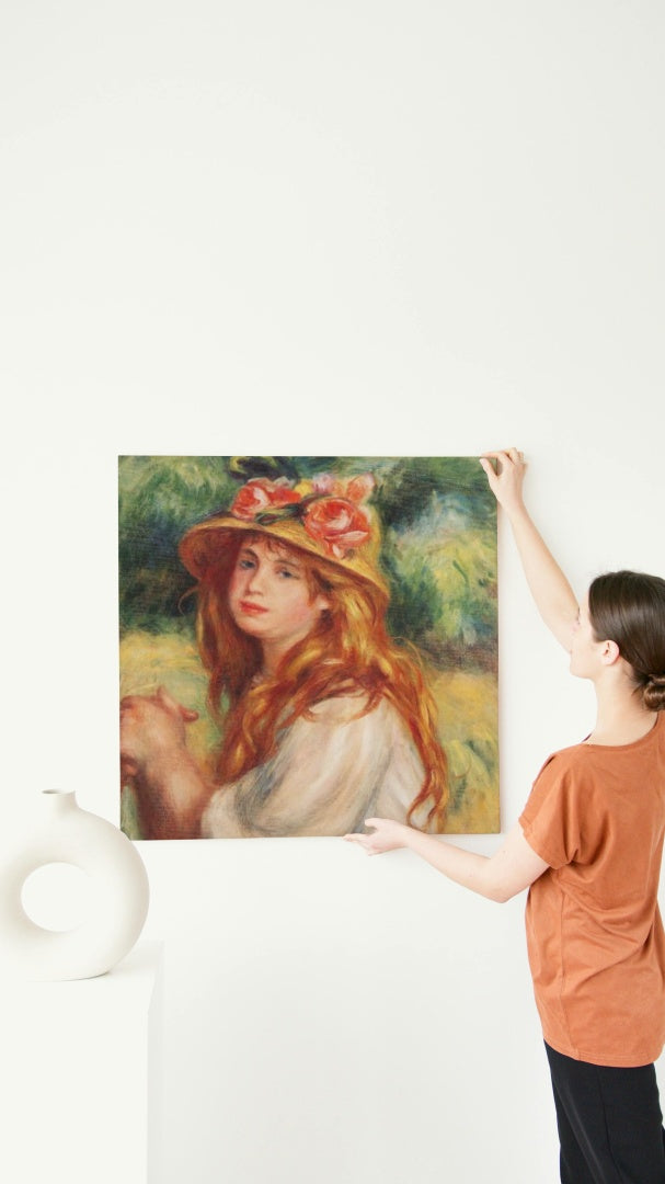 Blond in a Straw Hat(Seated Girl) by Pierre-Auguste Renoir Impressionism Art