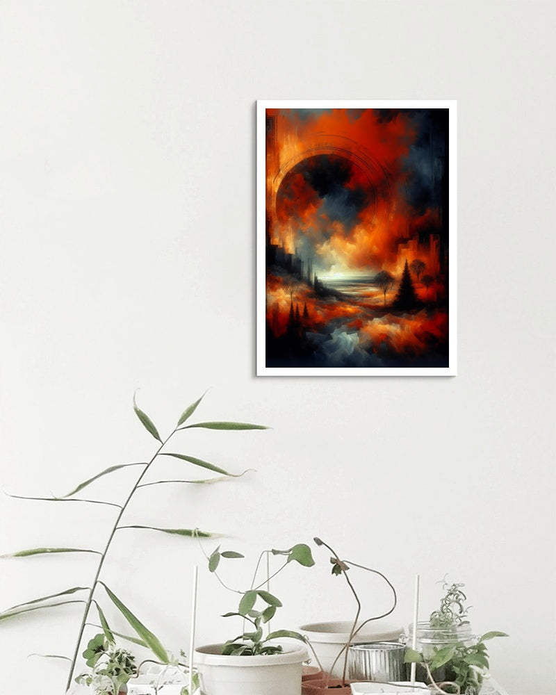 Aurantiaco Crepusculum: Enigmatic and Mystical Landscape Oil Painting