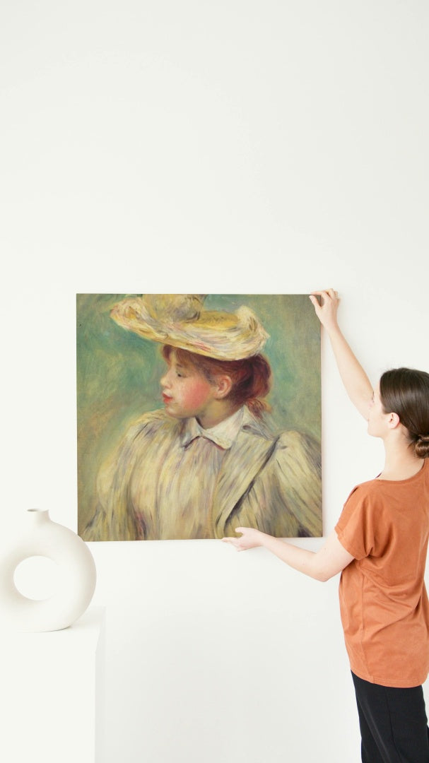 Young Woman in a Straw Hat by Pierre-Auguste Renoir Impressionism Art