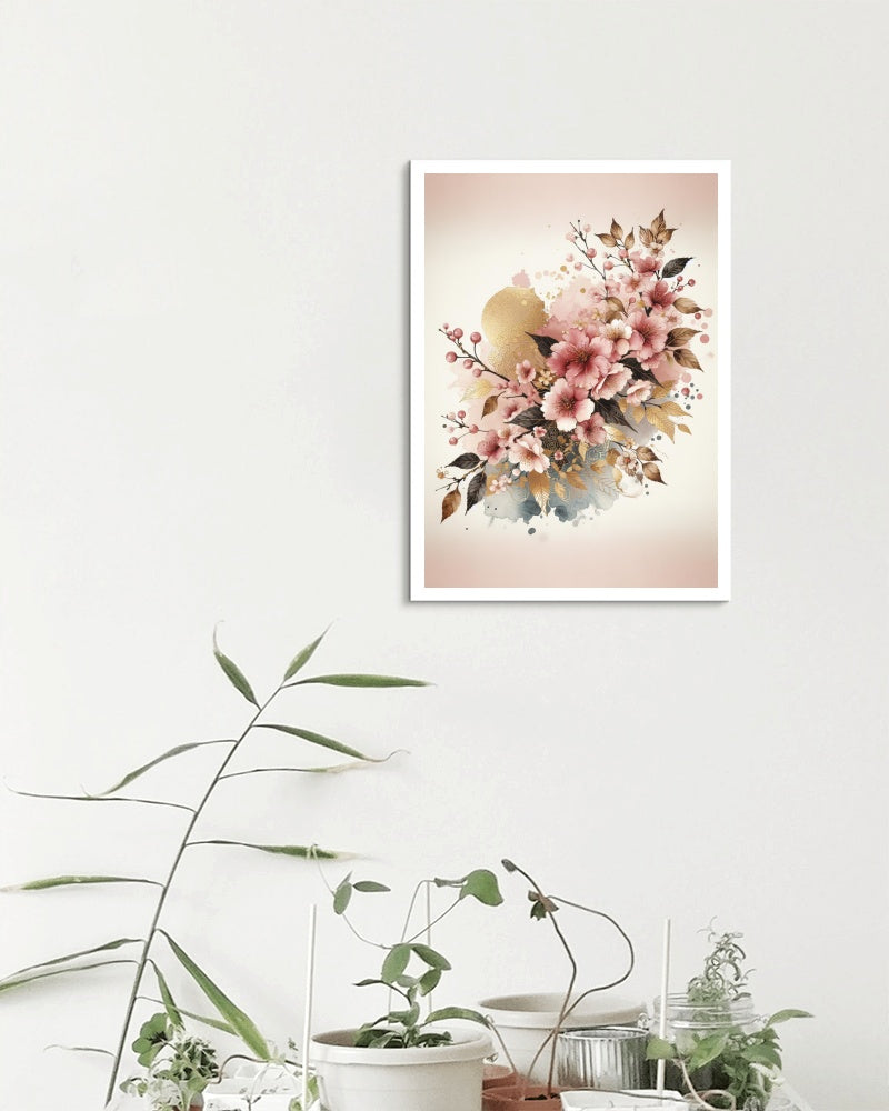 Aureate Sakura: Luxuriant Aurulent Japanese Watercolor Art