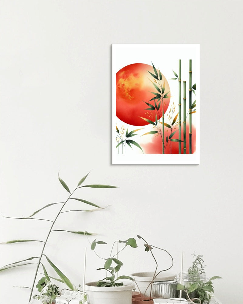 Luminiscent Prajna Japanese Art: Vibrant Surya Bamboo Vista