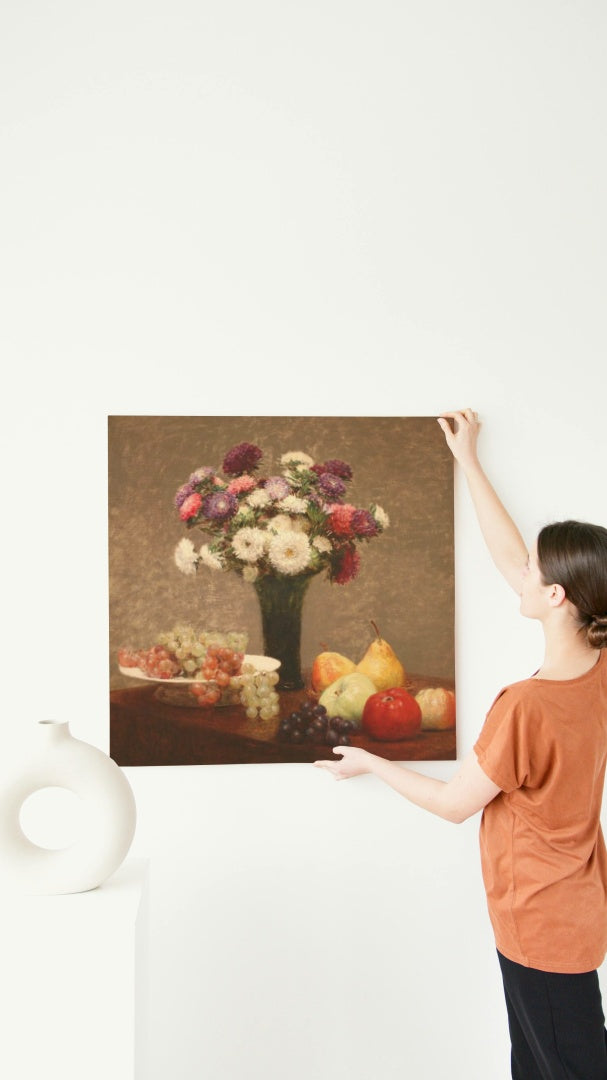 Asters and Fruit on a Table by Henri Fantin-Latour Realism Art dated 1868