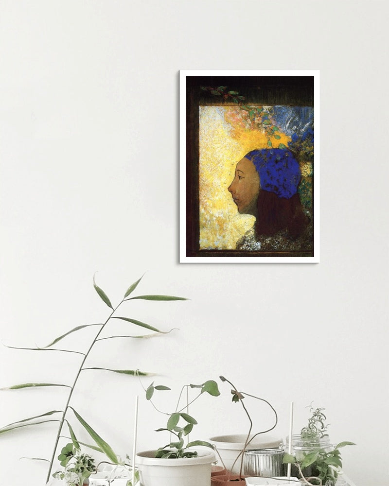 Young Girl in a Blue Bonnet by Odilon Redon Symbolism Art