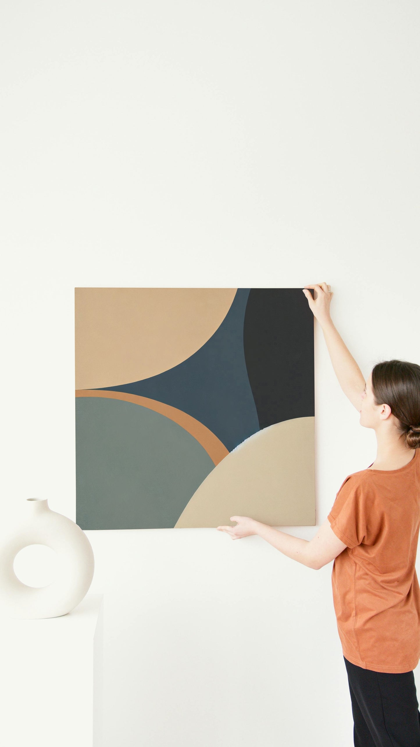 Aureum Vistara Abstractum: Serene Navy and Beige Modern Wall Art