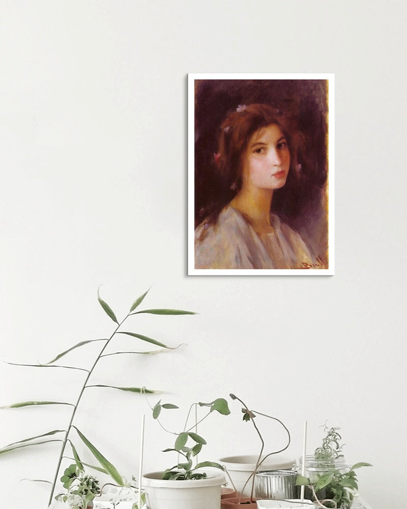 Girl by Joan Brull Art Nouveau (Modern) Art dated 1900