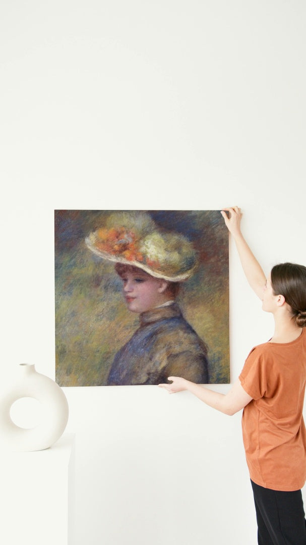 Young Woman Wearing a Hat by Pierre-Auguste Renoir Impressionism Art