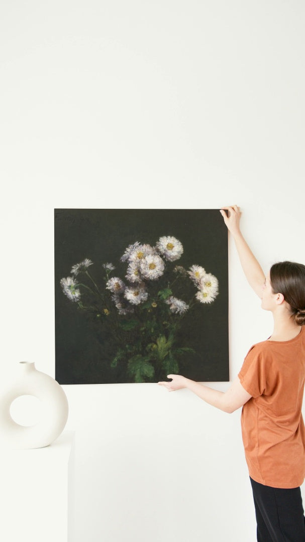 Bouquet of White Chrysanthemums by Henri Fantin-Latour Realism Art dated 1869