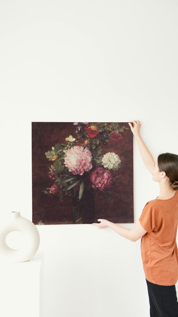 Flowers Large Bouquet with Three Peonies by Henri Fantin-Latour Realism Art dated 1879