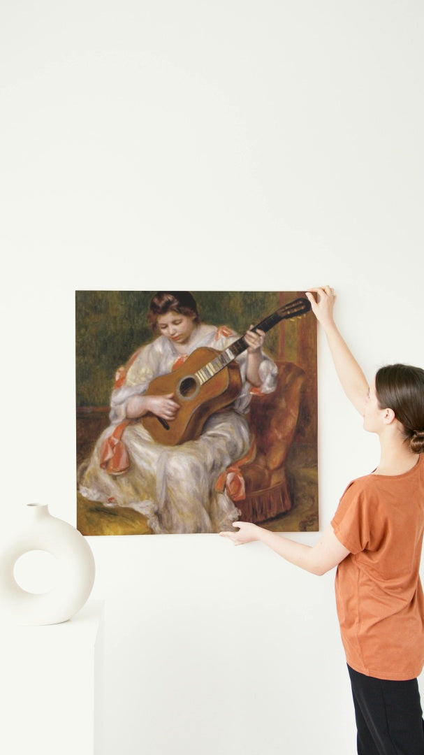 Woman Playing the Guitar by Pierre-Auguste Renoir Realism Art dated 1896