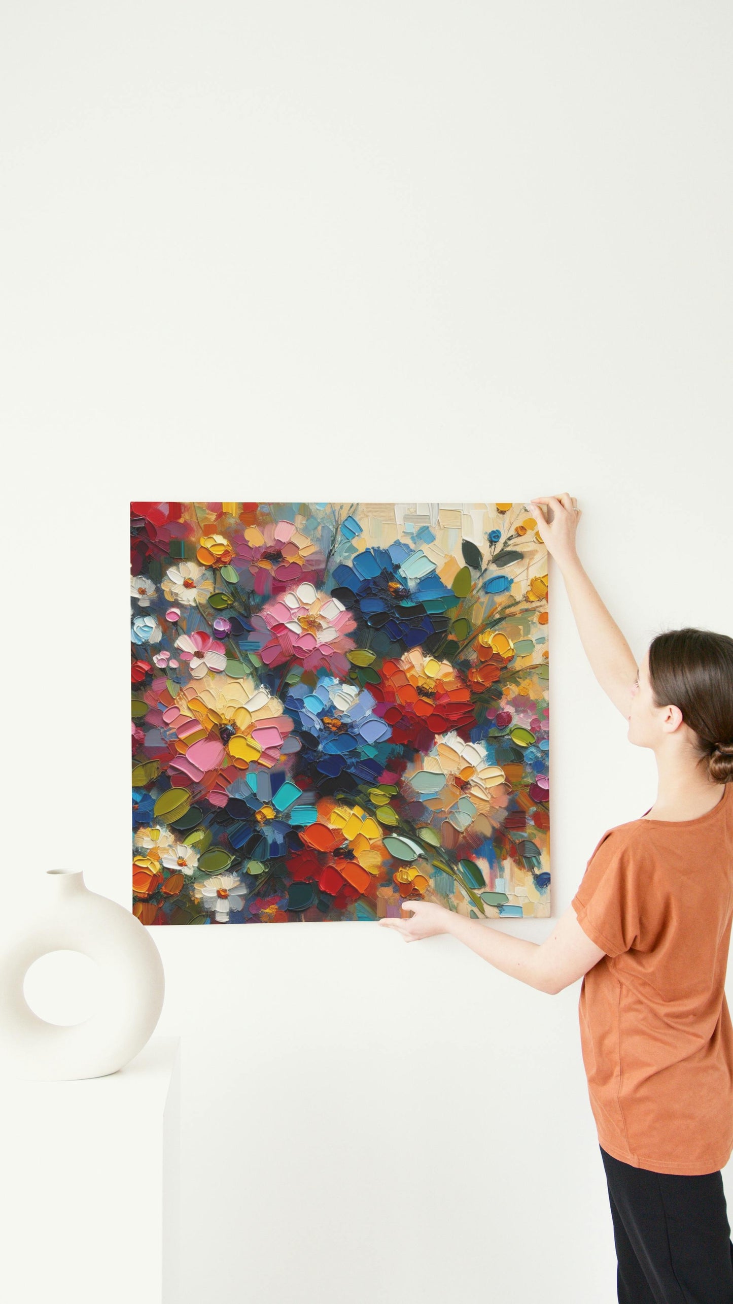 Vibrant Prasanna Blossomus: Modern Floral Oil Painting