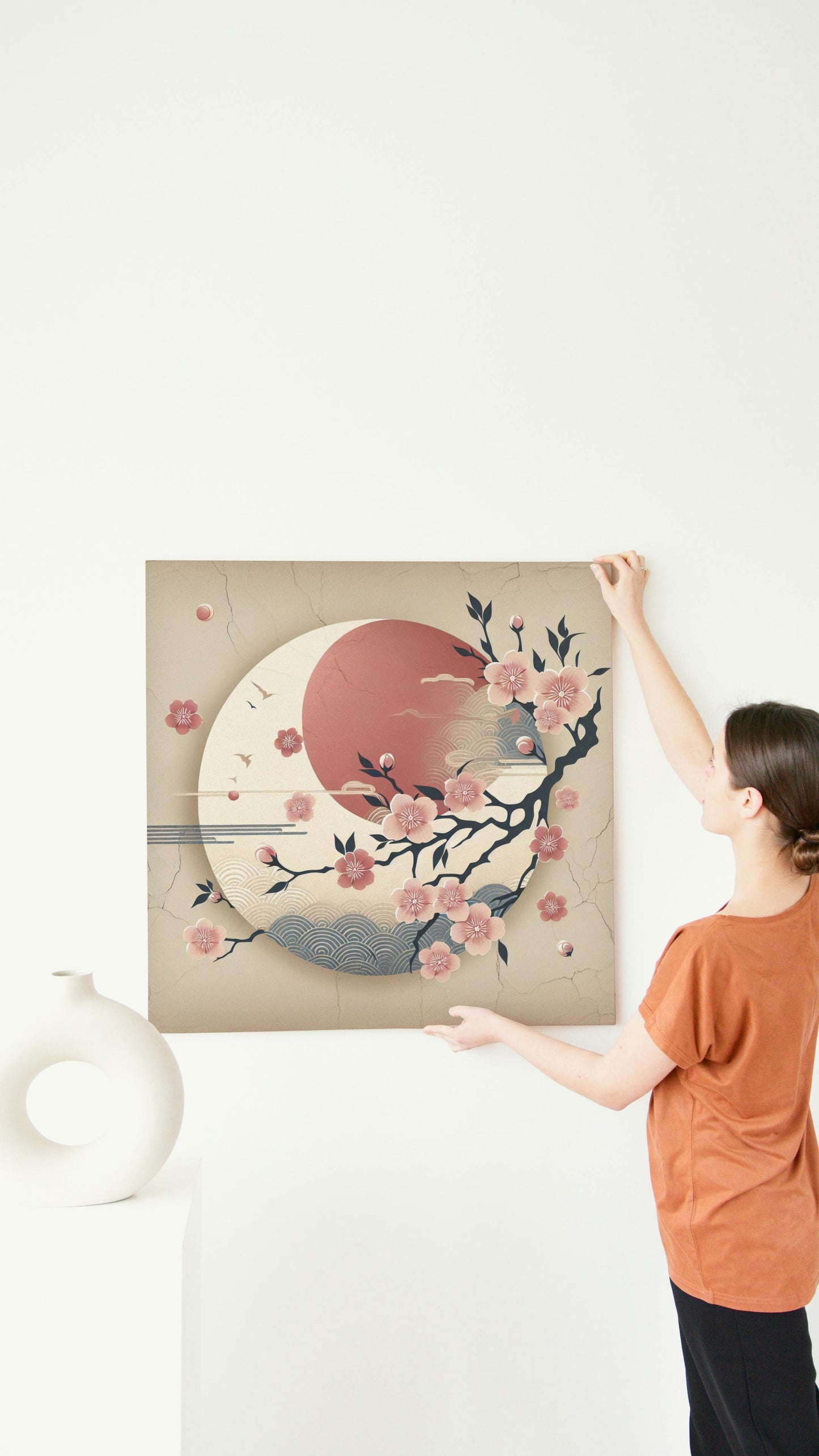 Auroral Sakura Nividae: Japanese Art with Cherry Blossoms and Sun