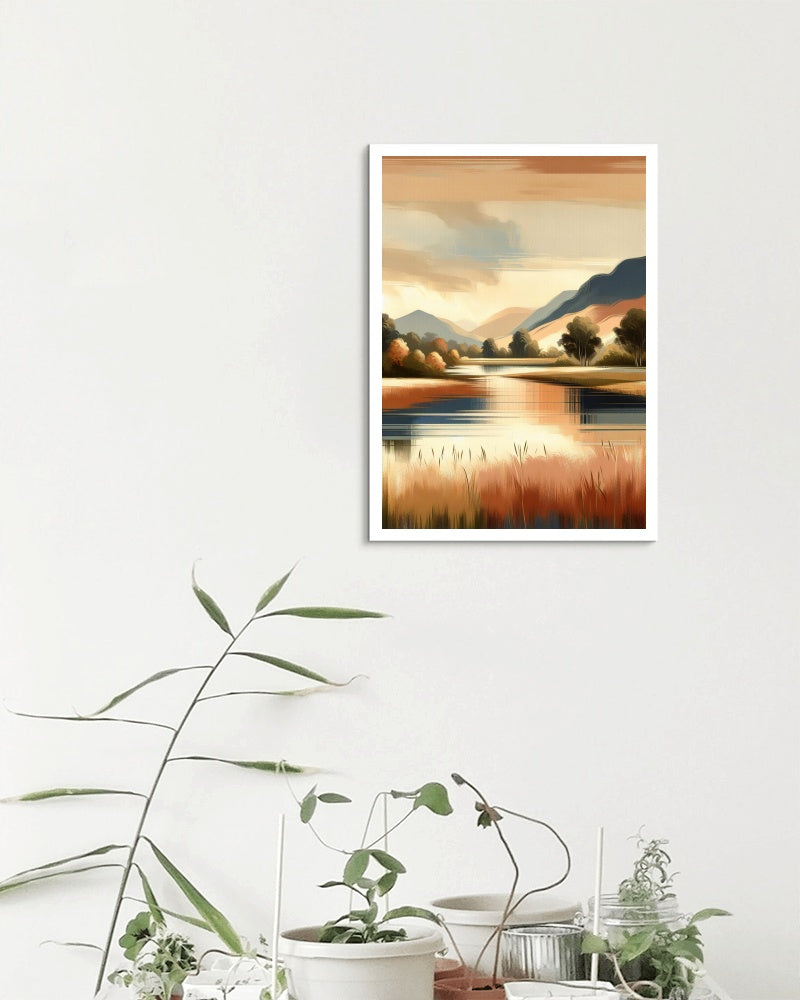 Pristinum Navitas Landscape: Serene Beige, Navy & Slight Orange Vista