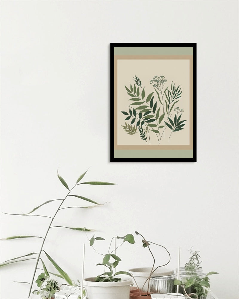 Serene Greens Botanical Art: Minimalistic and Modern Flora