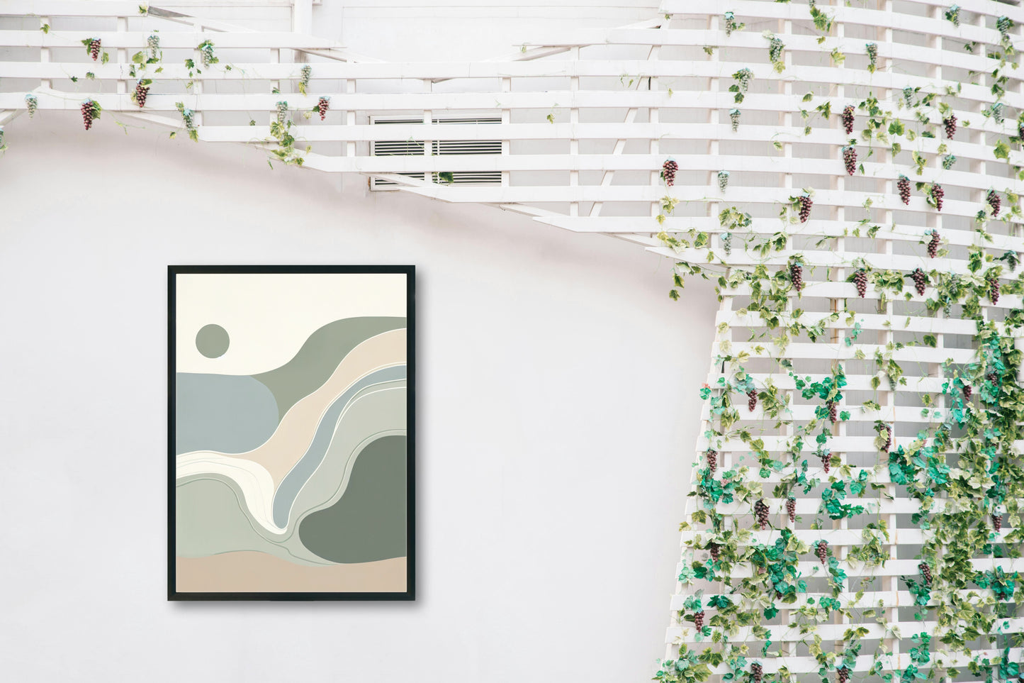 Aetheris Serenus Abstractus: Sublime Sage and Off-White Artwork